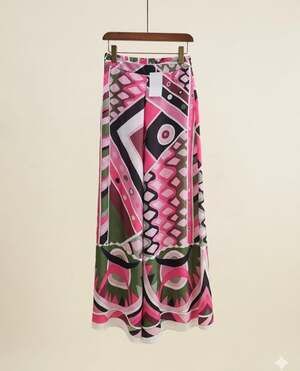 Emilio Pucci inspired Multicolor Wide Leg Pink Pant in Size S